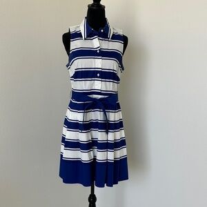 Striped Blue and White Sleeveless Dress